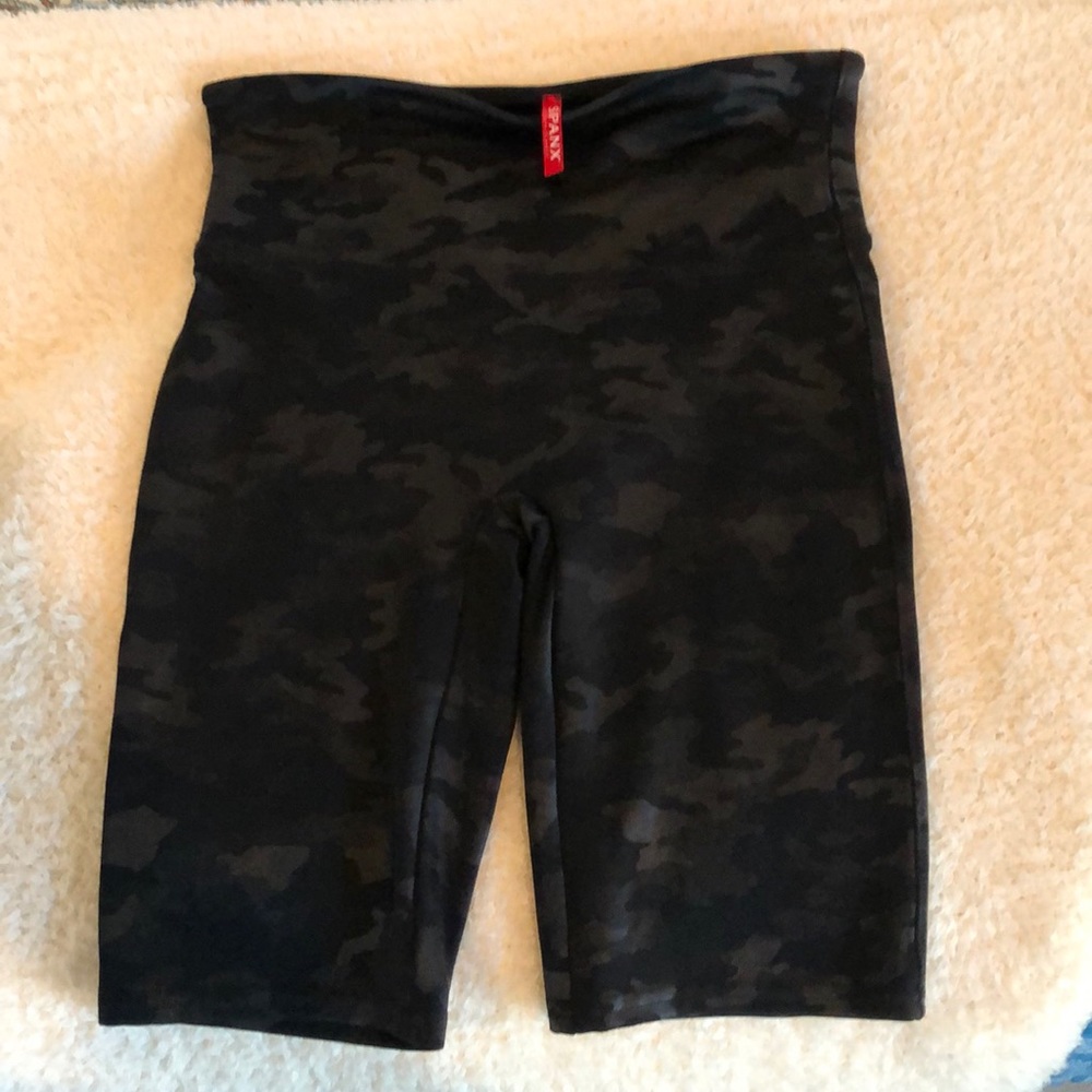 Spanx Faux Leather Camo Biker shorts
